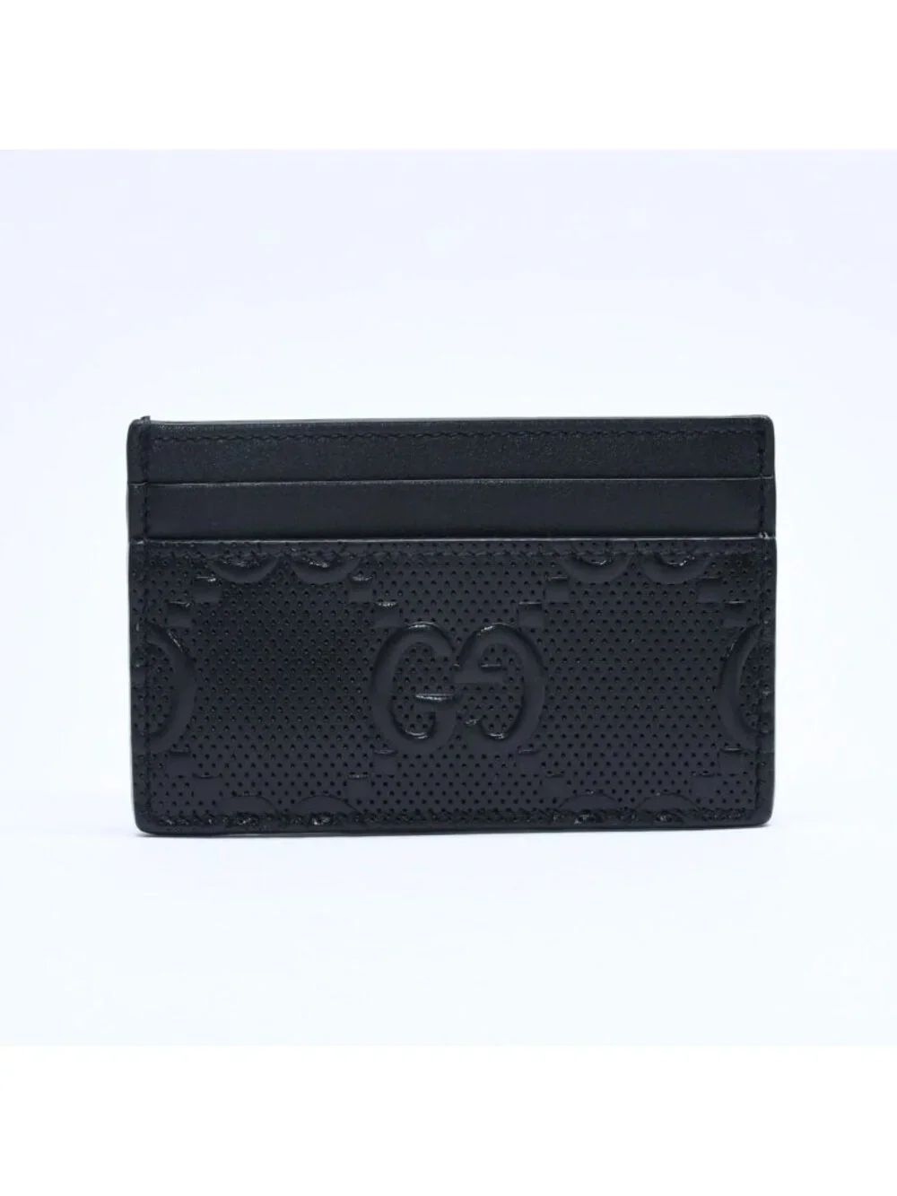 Gucci Card Case Business GG Embossed Leather Black